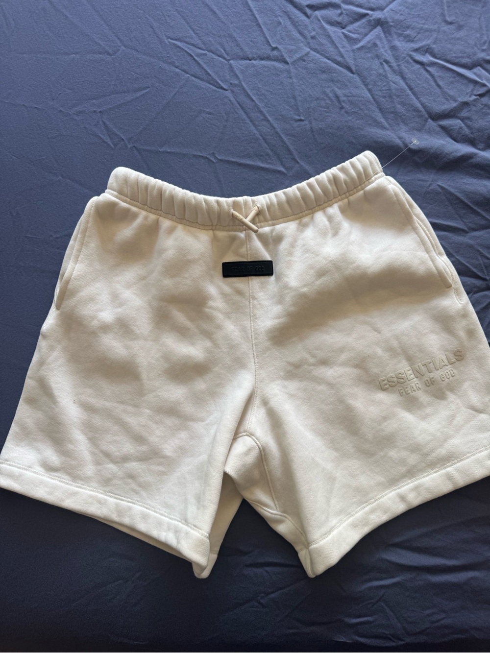 Essentials Fear of God Kids 12 Boys Girls White Cream Athletic Shorts sweatshort